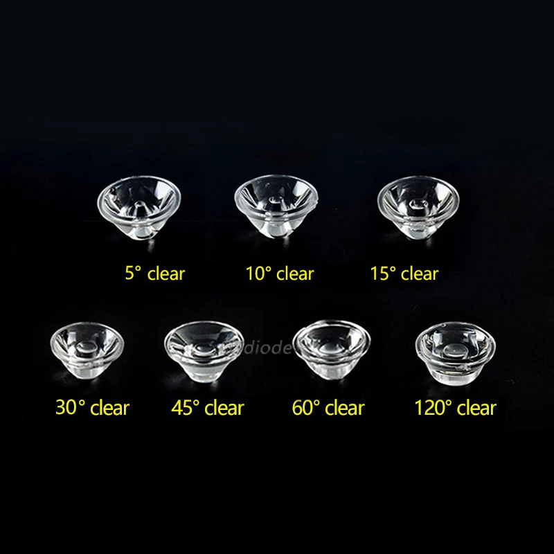 Description Picture 6 of itemLED Lens 20mm 1W 3W 5W Optical PMMA Flat Transparent Clear Lenses 5 10 15 30 45 60 90 120 Degree For 1 3 5 Watt High Power LED