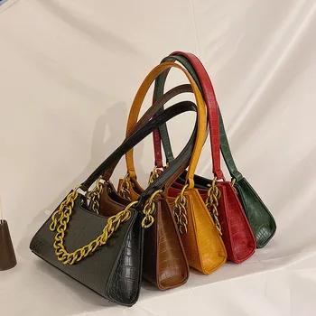 

2020 new Korean fashion all-match crocodile pattern crossbody portable chain solid color single shoulder small bag female