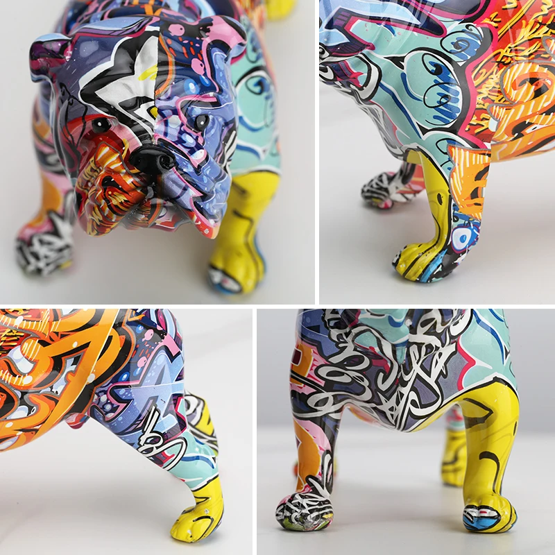 Ornament Crafts Resin Crafts Resin Crafts Accessories Painting Graffiti English Bulldog Resin Crafts Nordic Home Decoration Creative Wine Cabinet Office Decor Resin Crafts Ornament