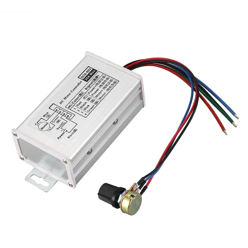 

DC 9V 12V 24V 48V 60V 20A Motor Speed Controller Regulator Driver PWM 25KHz