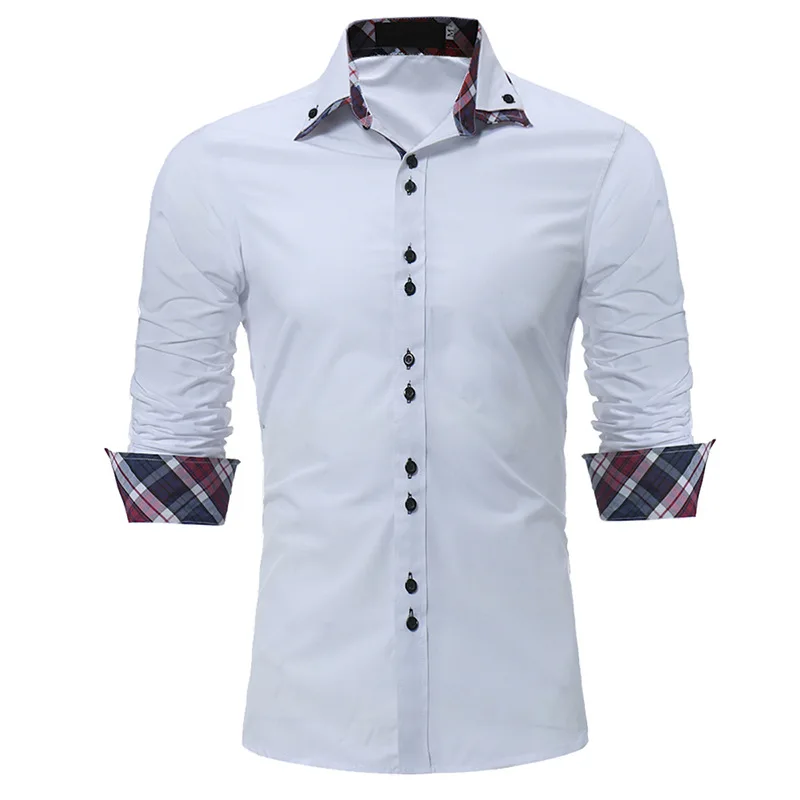 Мужская Повседневная рубашка Slim Fit Мужская Повседневная рубашка на пуговицах с длинным рукавом официальные сорочки мужская одежда