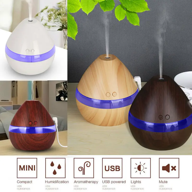 300ml Air Humidifier Essential Oil Diffuser Wood Grain Aromatherapy Diffusers Aroma Purifier