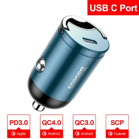 Baseus Быстрая зарядка 4,0 3,0 USB Автомобильное зарядное устройство для iPhone 11 Pro Max huawei P30 QC4.0 QC3.0 QC 5A быстрое PD USB C автомобильное зарядное устройство для телефона - Тип штекера: Type C Port Blue