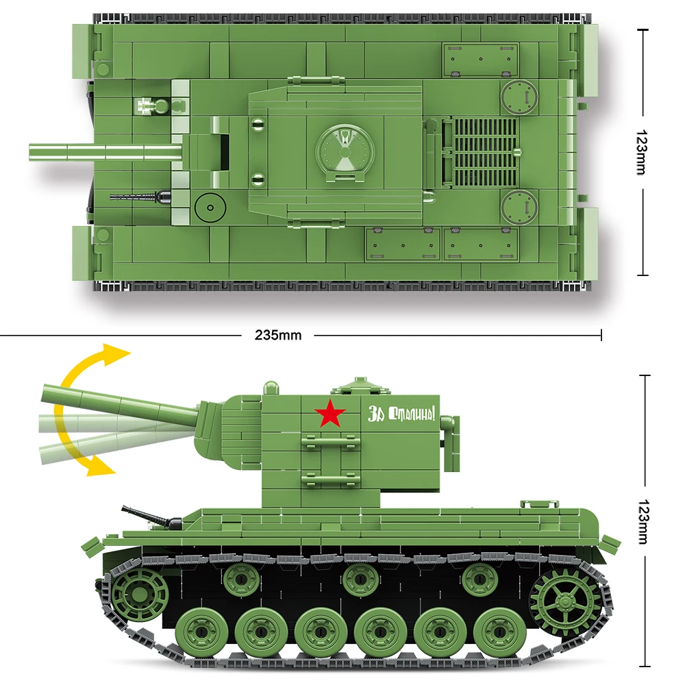 Figures 818PCS WWII Panzerkampfwagen Military KV-2 Heavy Tank Panzer Bausteine 