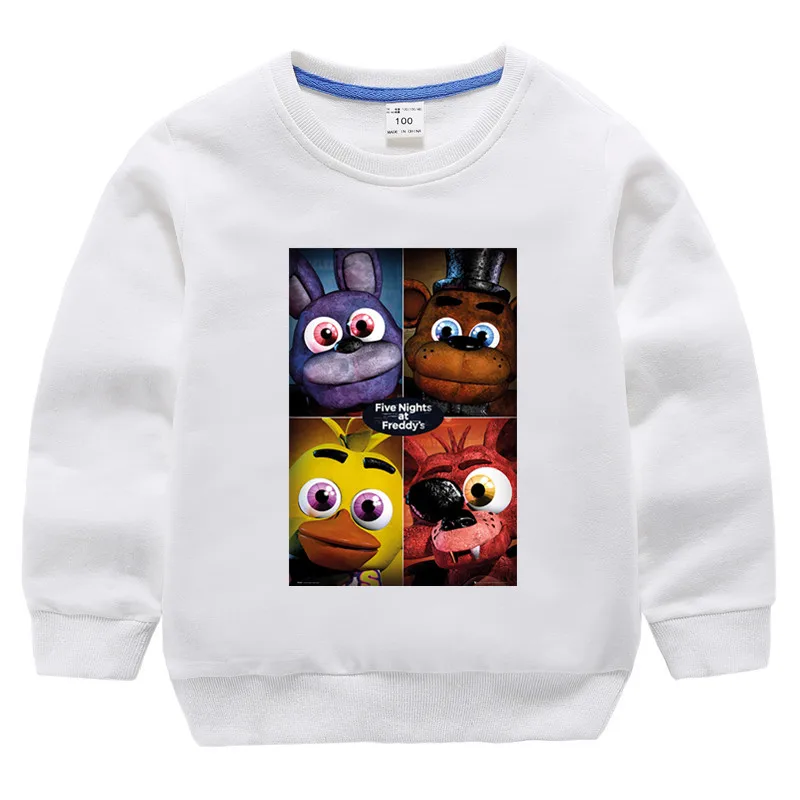 Детские хлопковые толстовки с капюшоном с принтом Five Nights At Freddy, хлопковый пуловер для девочек, топы для маленьких мальчиков, осенняя одежда