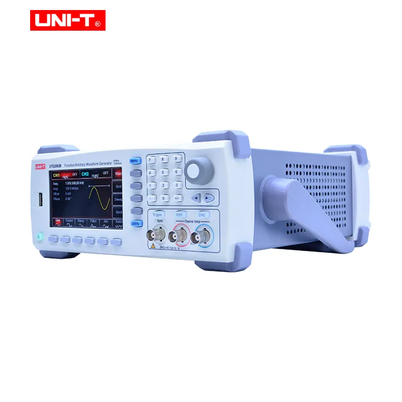 Функция/генератор сигналов произвольной формы UNI-T UTG2062B 2 канала 320 мс/с 16 бит вертикальное разрешение полупроводниковый компонент тест