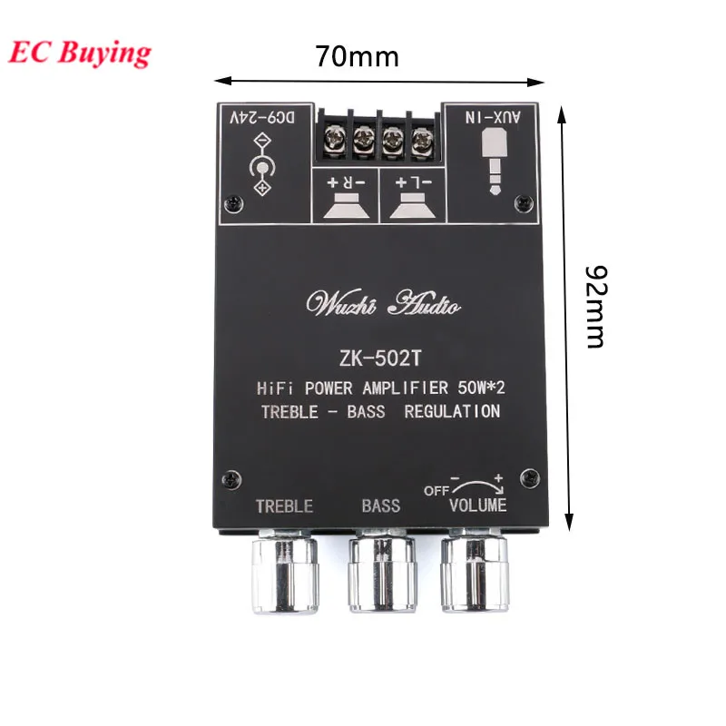 ZK-502T TPA3116D2 Bluetooth 5.0 Audio Amplifier Board Module 2.0