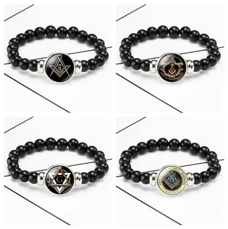 48pcs/lot Handmade Freemason Beads Bracelets 10 patterns Masonic Handchain Free Mason Wholesale Mixorder