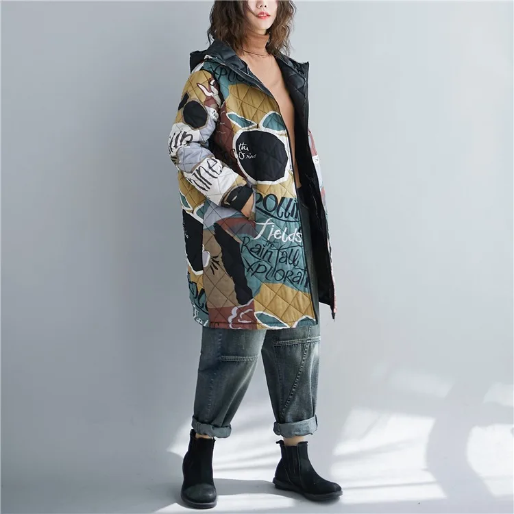 

Photo Shoot 2019 Autumn And Winter New Style Fat Mm Compressed Cotton Printed Cotton-padded Clothes Plus-sized Large Size down F
