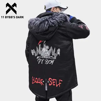 

11 BYBB'S DARK Punk Style Jackets Coats Men Streetwear 2020 Winter Warm Cotton-padded Harajuku Outwear Male Hip Hop Jacket PTB02