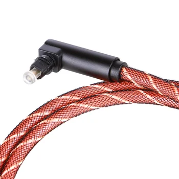 

90 Degree Optical Cable Right Angle Digital Sound SPDIF Fiber Optical Audio Toslink Cable with braided jacket for TV DVD