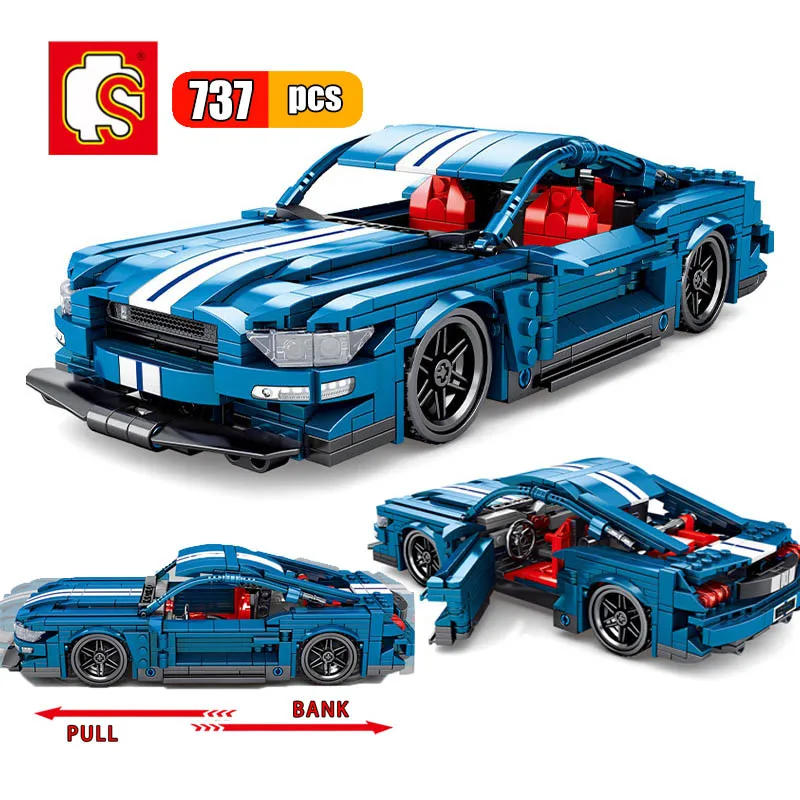 

SEMBO 737pcs City Mechanical Pull Back Sports Car Building Blocks high-tech Racing Car Function Bricks Toys for Children