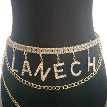 Дизайн в богемном стиле, цепочка на талию с буквенным принтом для женщин, цепочка с подвеской с кристаллами, женские вечерние подарки, модные ювелирные аксессуары