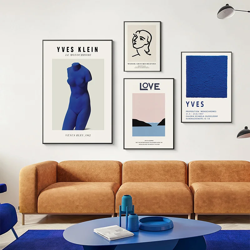 

Canvas Painting Simple Modern Nordic Klein Blue Figure Matisse Wall Art Poster Living Room Decoration Hanging Picture Printing