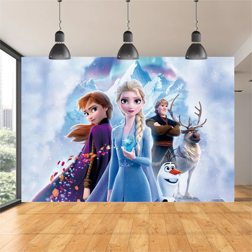 

Personalized Photography Backdrop Cartoon Frozen Party Crystal Princess Birthday Party Photo Background Photo Studio