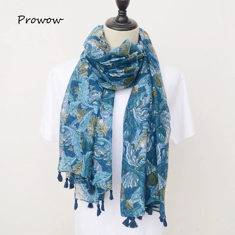 

Fashion Summer Chiffon Echarpe Shawl for Ladies Beach Towel New turquoise Leaf Printed Voile Scarf Soft Scarves For Women W049