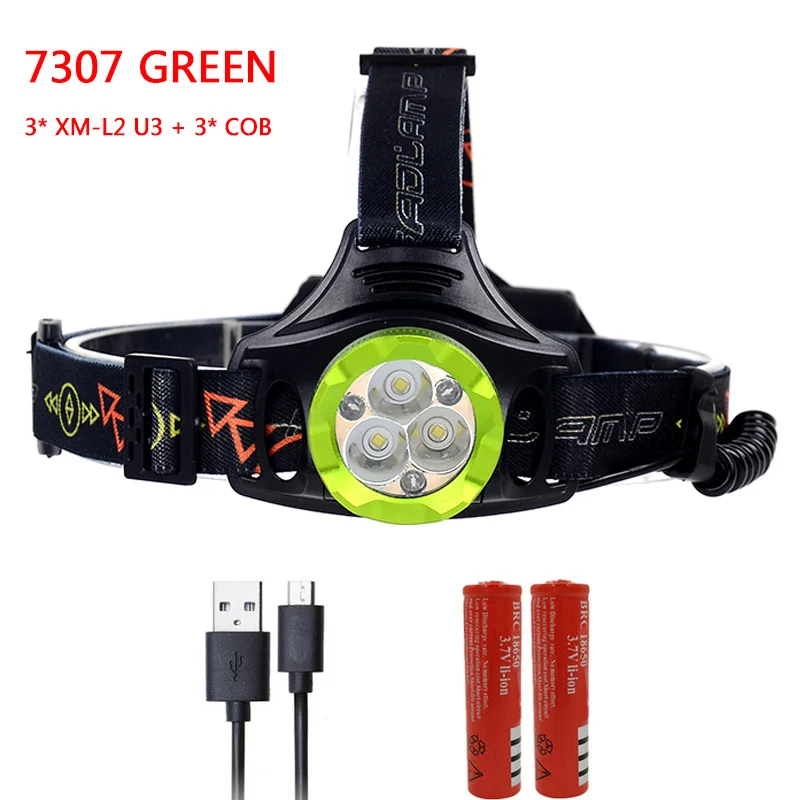 E Litwod Z40 7307 9000лм 3 шт. XM-L2 U3 3* светодиодный налобный фонарик COB фара фонарик Фонарь 18650 или АА батарея - Испускаемый цвет: E