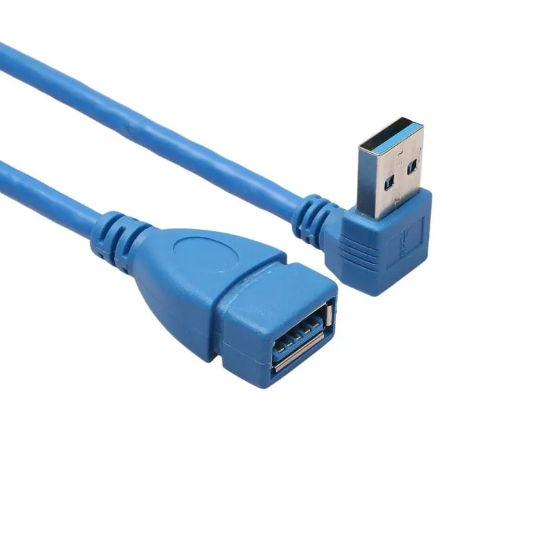 Удлинитель USB 3,0 для мужчин и женщин, угол вверх и вниз-синий(упаковка из 2), 20 см