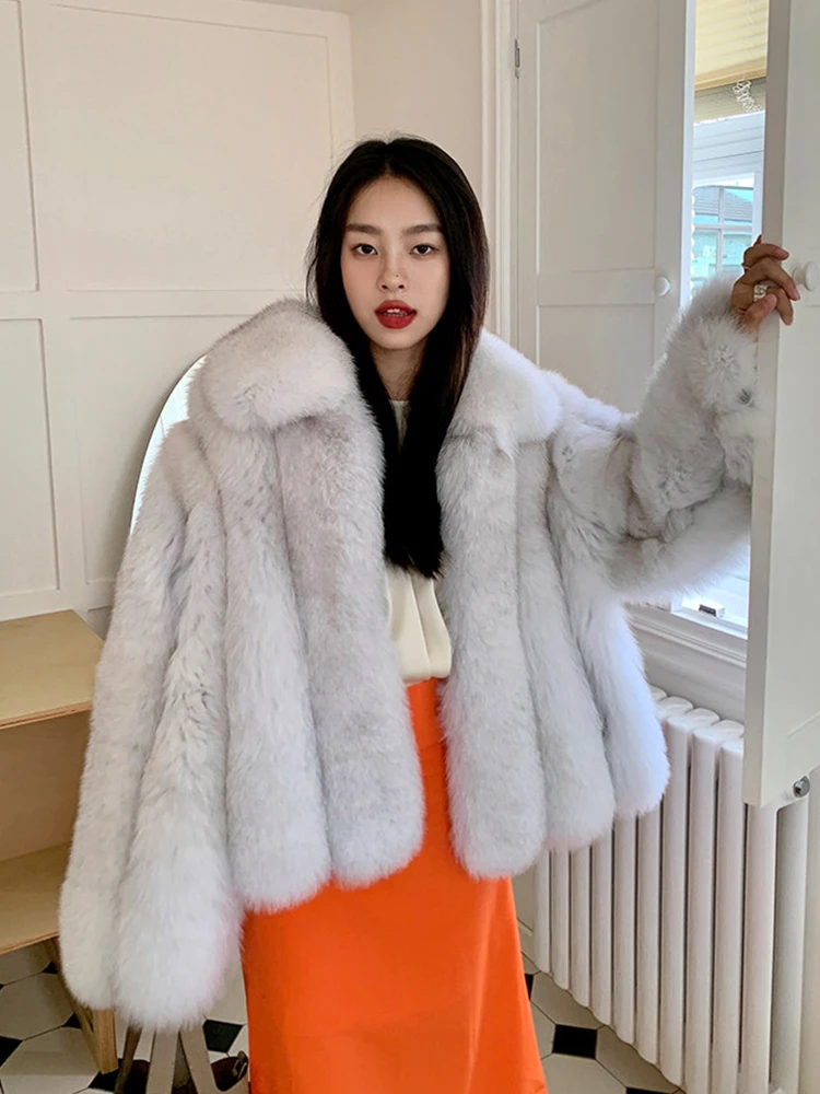 Новое поступление, женская зимняя пушистая Толстая Женская куртка, куртки из натурального меха с меховым воротником