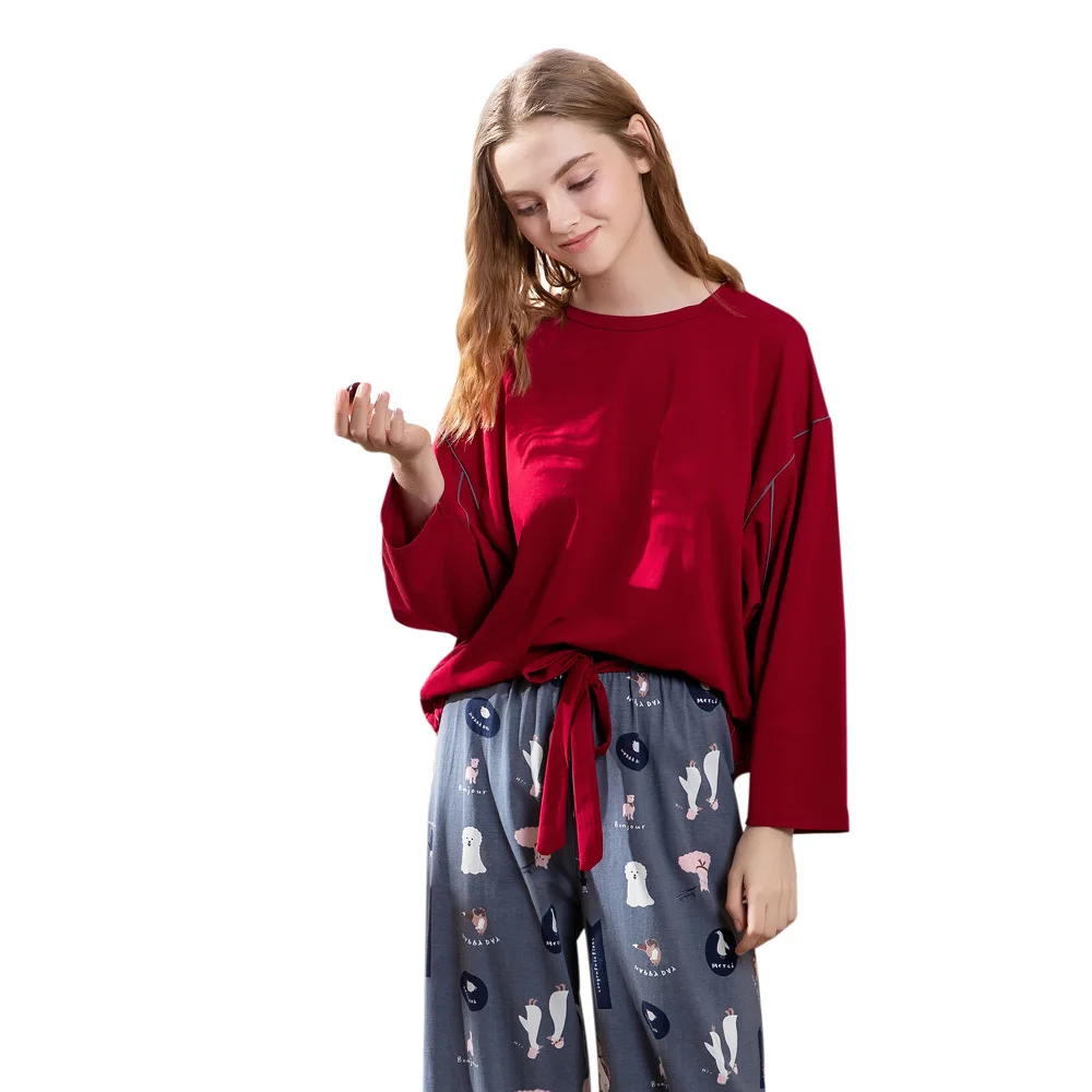 

Girls Spring Autumn Cartoon Cotton Pajamas Set Princess Style Women Sleepwear Ladies Nightwear Long Loose Sleeve Suit