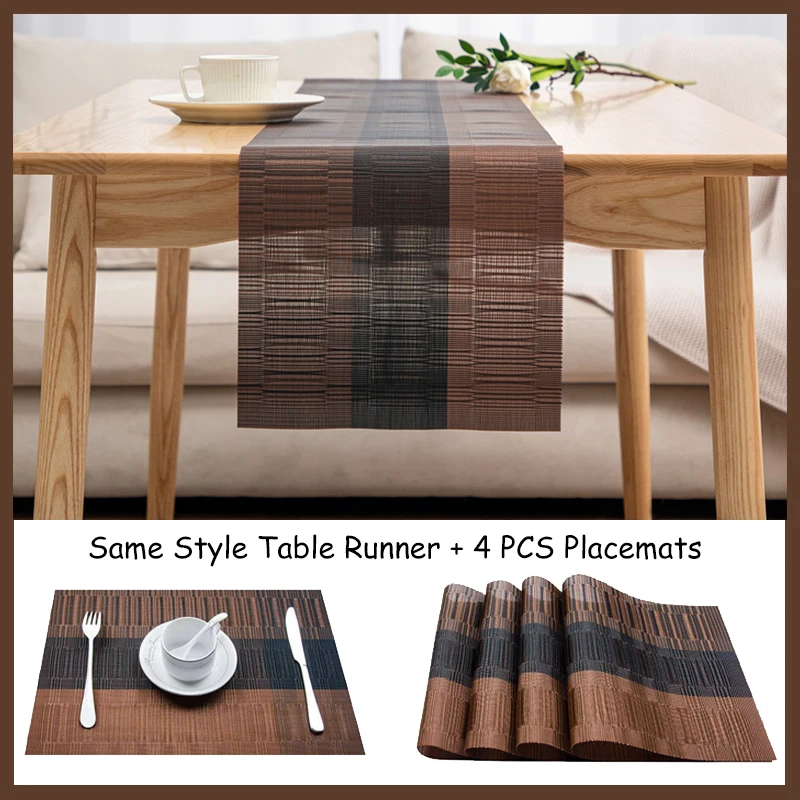 Luxury Table Runner For Dining Table Brown Black Nonslip Pad