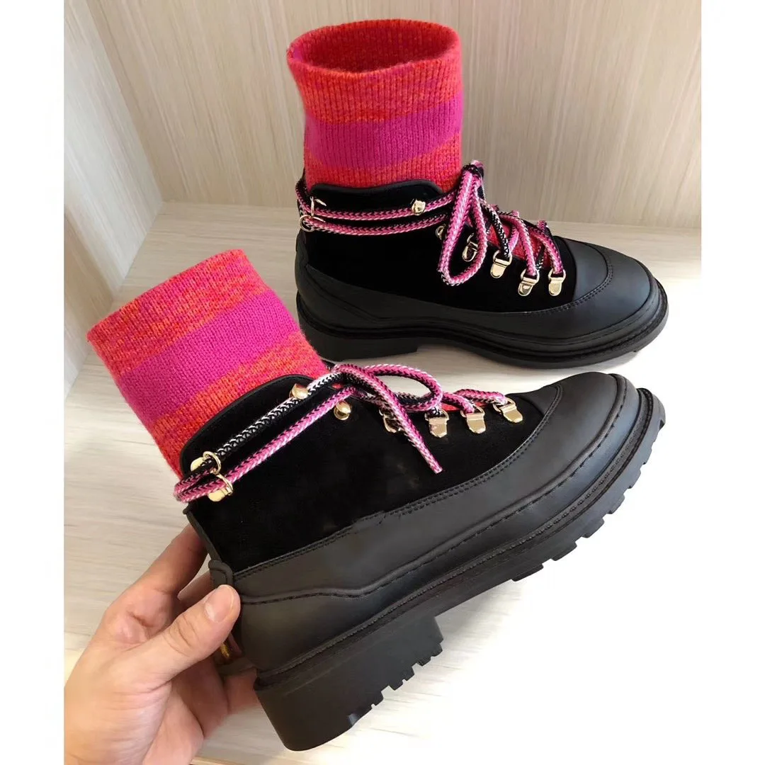 Ботинки martin из натуральной овечьей кожи; короткие ботинки на плоской подошве; зимние Нескользящие дизайнерские женские ботинки; сезон зима - Цвет: red