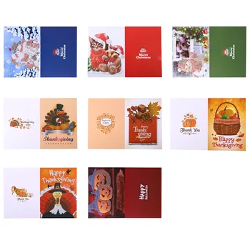 

New 8PCS 5D Diamond Painting Christmas Cards Diamond Embroidery Birthday Paper Cartoon DIY Greeting Postcards With Envelopes