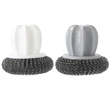 

2pcs Pot Scrub Brush Pot Cleaning Brush Durable Scrubber Mini Dish Brush for Hotel Restaurant