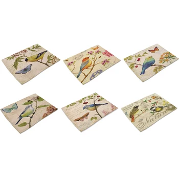 

6Pcs Printing Kitchen Table Mat Cotton Linen Decorative Placemat Home Decoration - MA0071 1 - 6