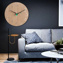 Wooden Wall Clock ,Round Suitable for Living Room Bedroom and Kitchen Decoration (11 Inches) Easy to Read and Install