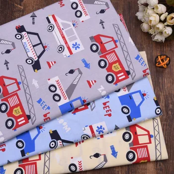 

Cotton fabric Cloth DIY handmade sewing patchwork quilting tissus home sheets pillow decor material Rescue Enginner Plice Car