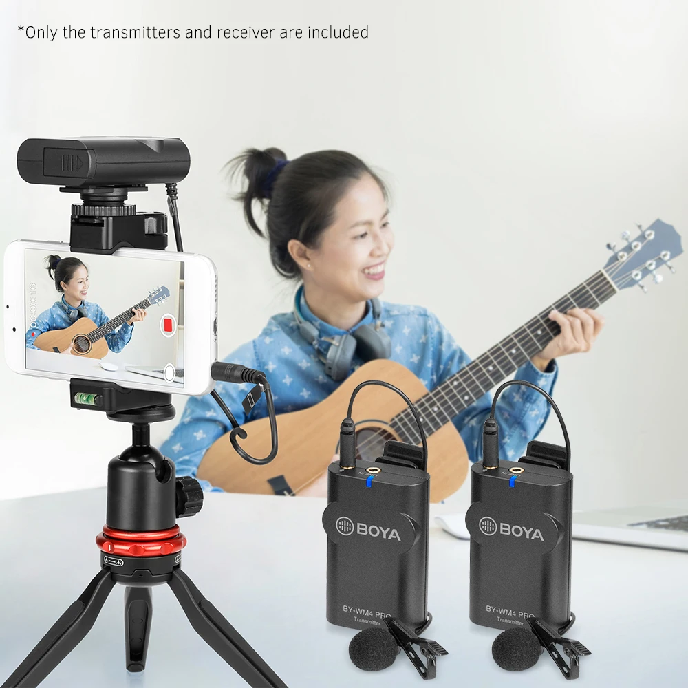 BOYA BY-WM4 Pro K2 портативная 2,4G Беспроводная микрофонная система с жестким чехлом для DSLR камеры видеокамеры смартфона мини микрофон