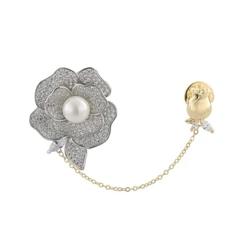 

Neoglory Zircon And Pearl Roses Creative Pins Luxury Brooches For Women Fantastic Accessories Valentine's Day Gift For Lover