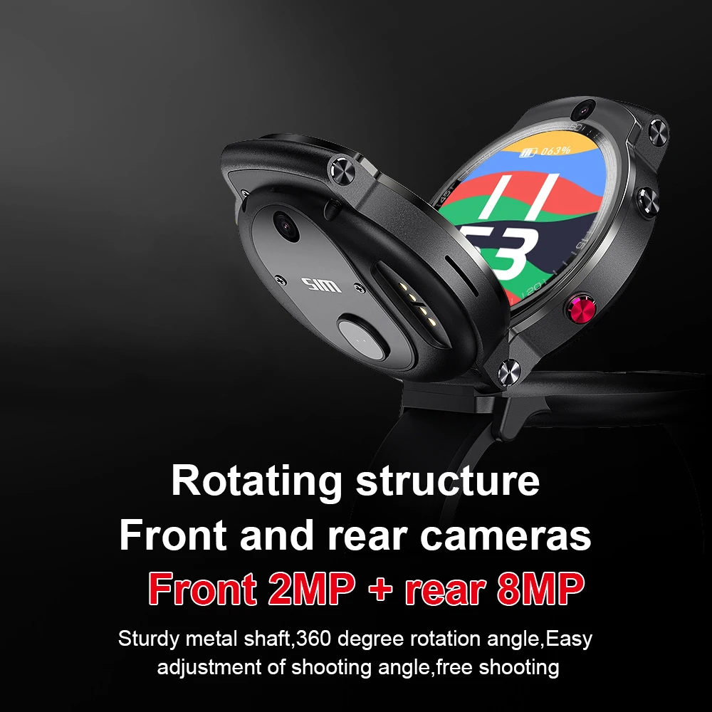 US $160.00 Clamshell Rotating Camera Dual Camera Stylish Round 4G Smart Watch Face Recognition BuiltIn GPS Sports Watch