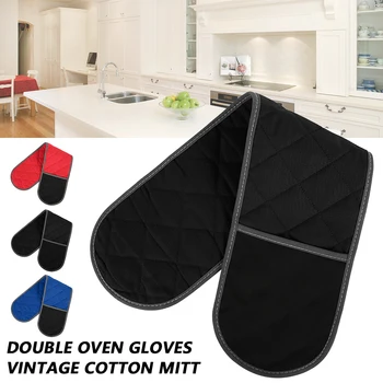

Double-ended Heat Resistant Cotton Mitt Oven Padded Kitchen Baking Gloves Tool Heat Insulation Anti-scalding BBQ Oven Gloves