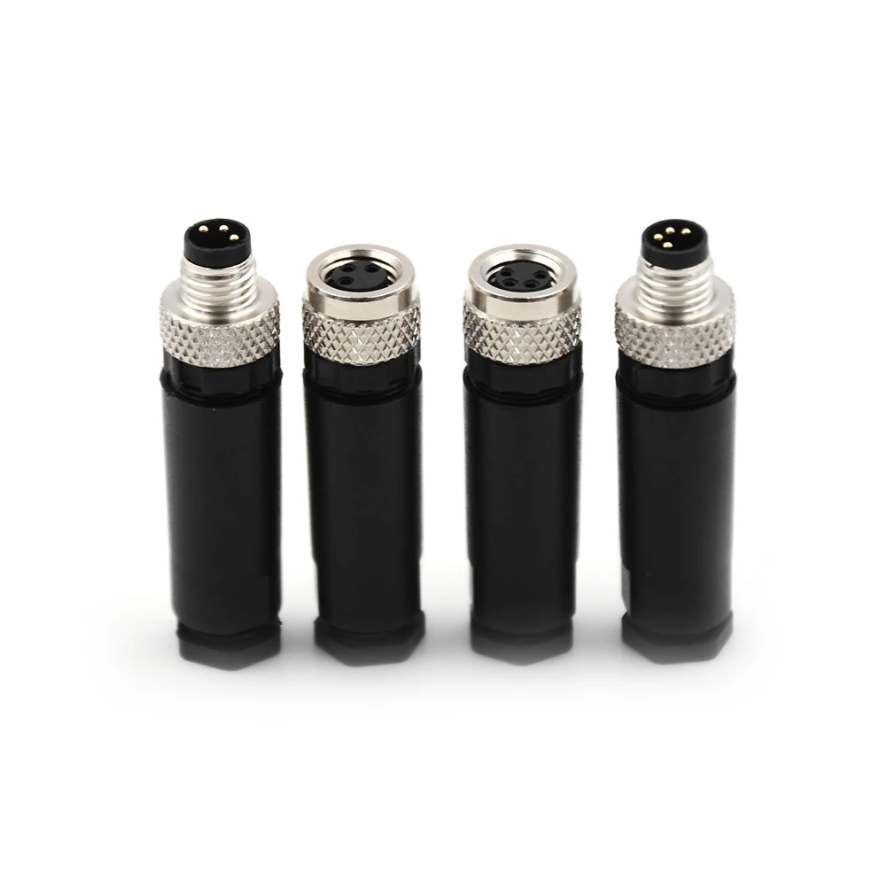 1PC M8 Waterproof Sensor Connector 3 4 Pin A Type Male<ALIMT >♀</ALIMT> Straight∠ Screw Threaded Plug Coupling Wholesale