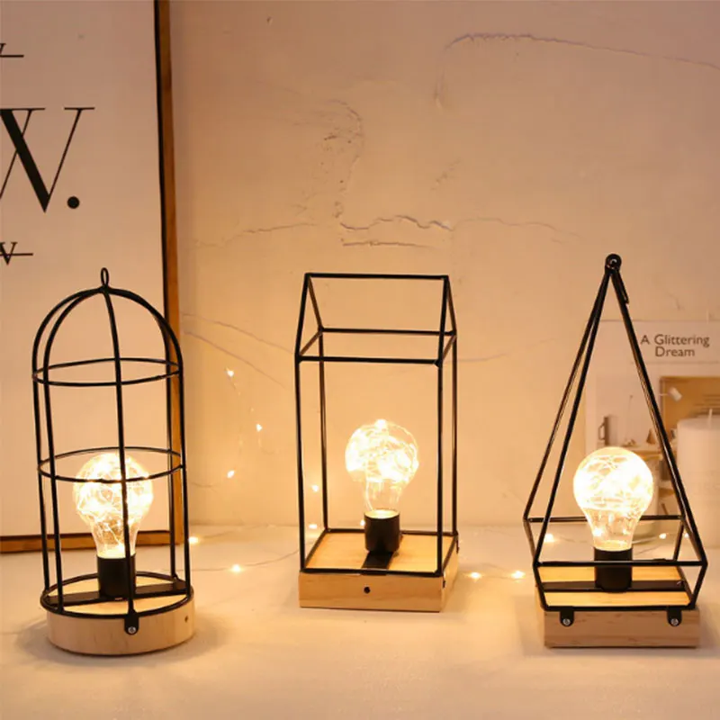

Creative Copper Wire LED Table Lamp Retro Iron Art LED Bulb Night Light Battery fot Home Christmas Decoation LED Bedside Lamp