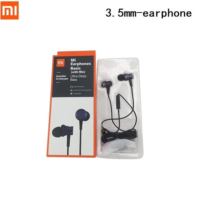 Original New package Xiaomi Piston 3 Earphone Mi Fresh 3.5mm In-Ear earphone For samsung Xiaomi huawei Type C Earphones with Mic
