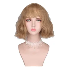 Qqxcaiw короткий волнистый парик с челкой для женщин Косплей вечерние термостойкие синтетические волосы парики