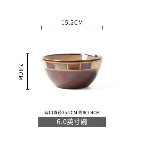 Японская креативная Ретро Керамика чаша 6-дюймовый общежития чаша домашний декор пузырь супница салат Bowl Ramen чаша миска для каши - Цвет: 05