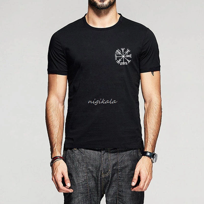 

VIKINGS T SHIRT PAGAN VIKING COMPASS POCKET NORSE ODIN VALHALLA T Shirt men casual tee USA size S-3XL