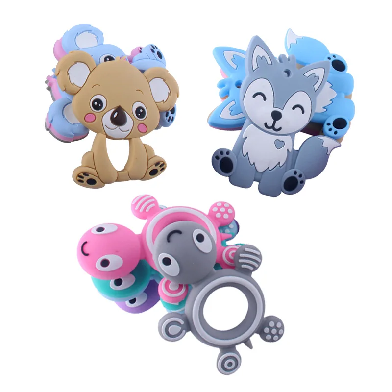 

1PCS Cartoon Animal Koala Turtle Dog Baby Teethers for Baby Teething Chew Pendant BPA Free Kids Baby Teether