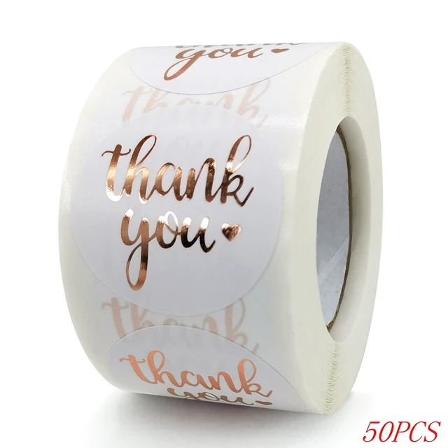 50-500pcs 1inch Blue Thank You Stickers For Envelope Sealing Labels Stationery Supplies Handmade Wedding Gift Decoration Sticker H0052-50pcs