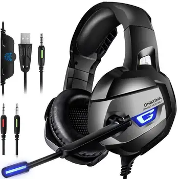 

Ottwn-ONIKUMA K5 Gaming Headset with Microphone PC Gamer 3.5mm Stereo Headphones for PS4 Gamepad New Xbox One Laptop Computer