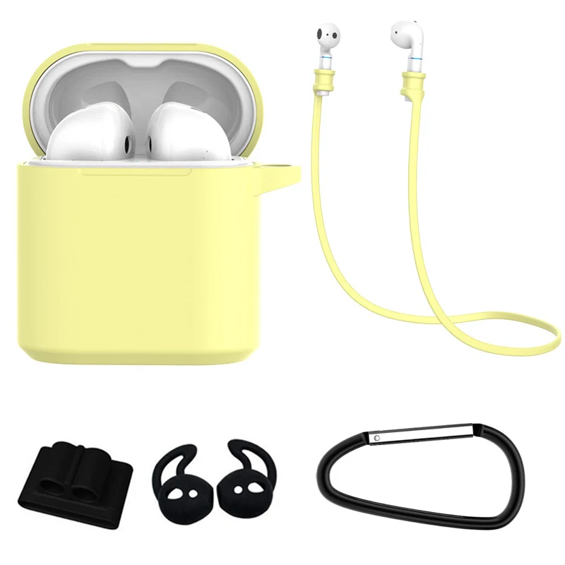 Милый чехол для huawei Honor FlyPods Fly Pods Pro защитные чехлы для Freebuds 2 Pro Hook спортивный подвесной чехол для троса наушники - Цвет: Light Yellow 5 in 1