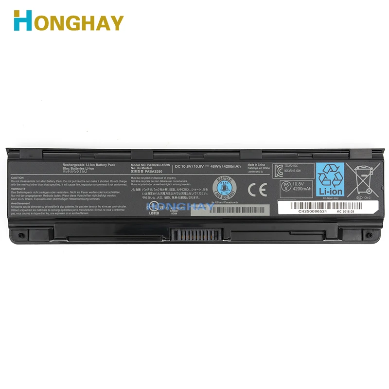 Bateria para Toshiba Satellite C800 C850 C870 L800 L830 L855 L870 Pa5025u1brs Pa5024u Pa5024u-1brs Pabas260 Original Honghay-pa5024u - Imagem 3