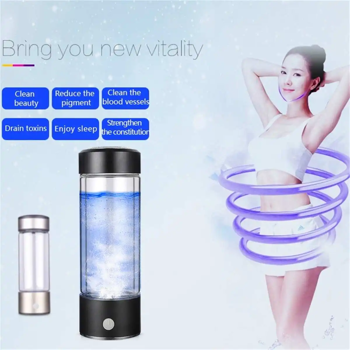 420ML Portable Water Filter Rich Water Generator Drinking Water Cup Filter Healthy Bottle Cup Water Ionizer Bottle