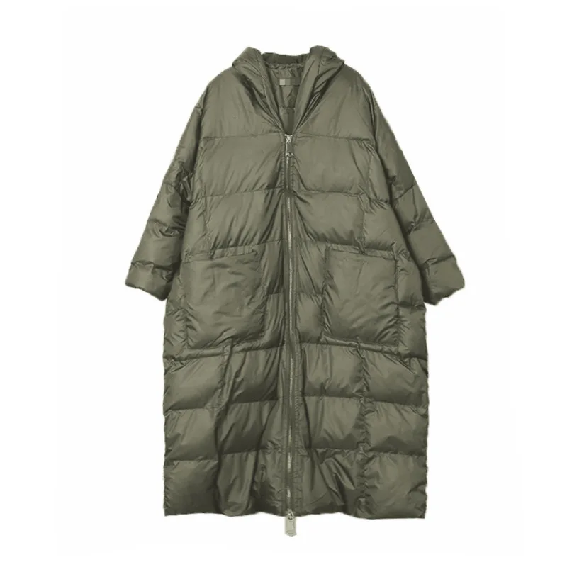 MEVGOHOT, новинка, женское черное пуховое пальто с капюшоном больших размеров, теплая осенне-зимняя парка, повседневное свободное Женское пальто HD2062 - Цвет: Army green