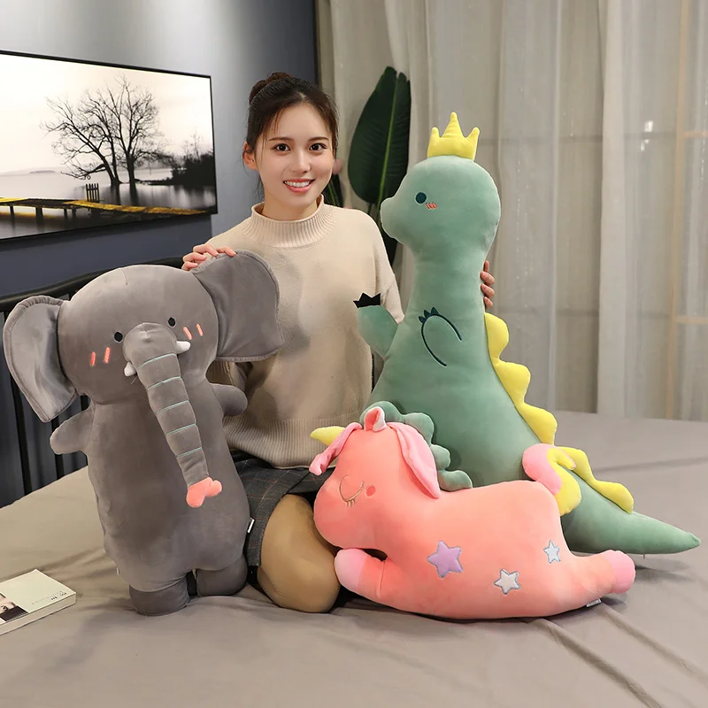 Huggable Новая мягкая Милая Подушка динозавра слона и единорога плюшевая подушка