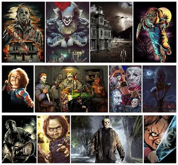 

5D DIY diamond painting Horror clown It movie character chucky Home wall decoration full round embroidery